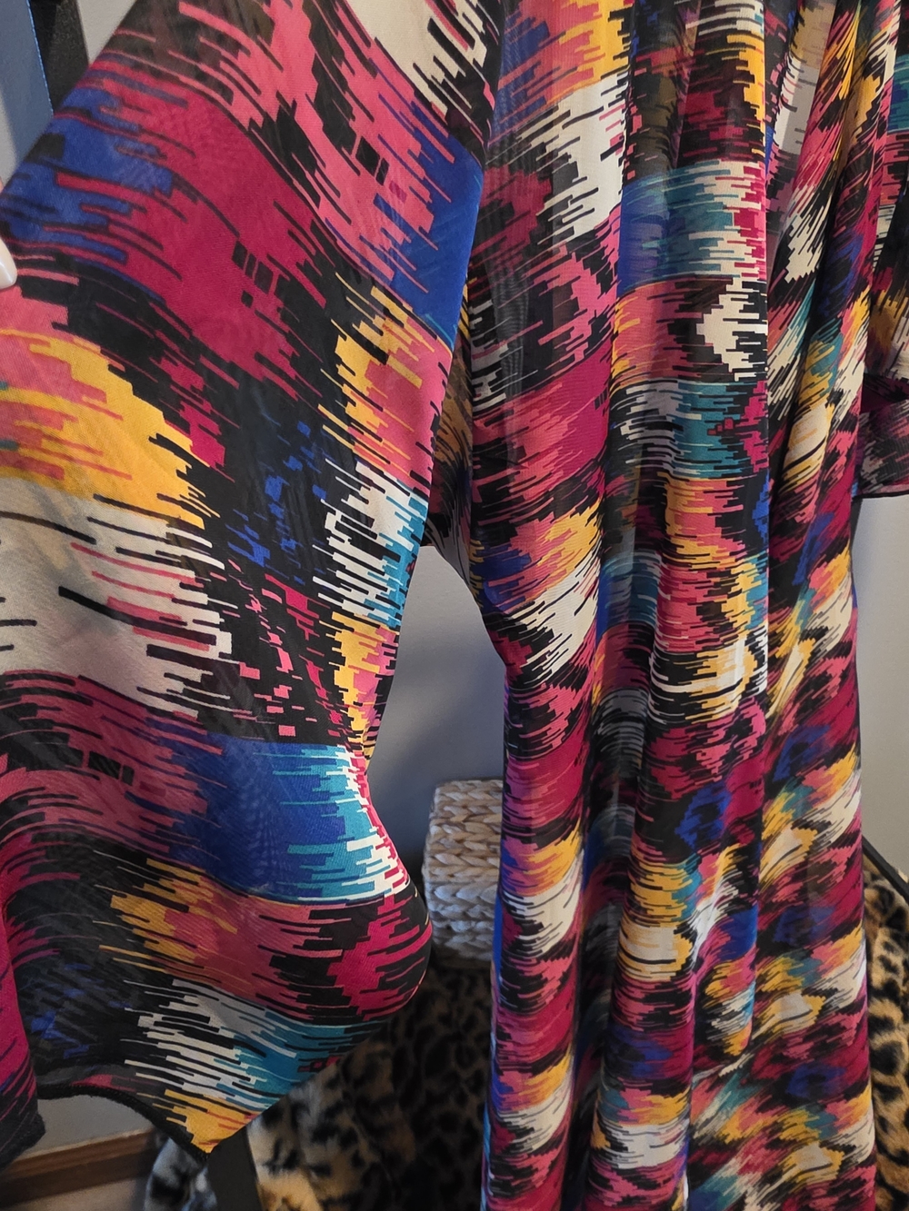 LuLaRoe Colorful Abstract Pattern Cardigan/Cover-Up - Picture 5 of 6